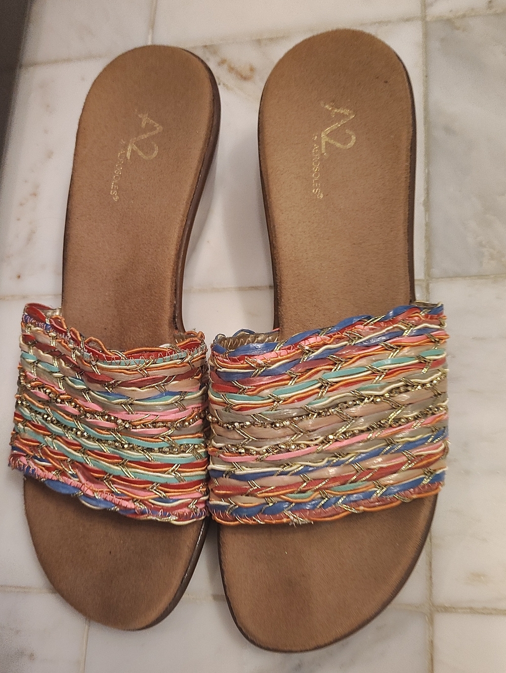 A2 By Aerosoles Multicolor Braided Band Slide Sandals 9